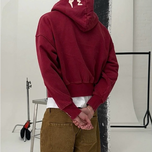 ZIDOURI | BURGUNDY PATCHWORK ZIP UP - Picture 2 of 3
